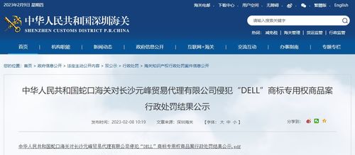 長沙元峰貿易代理侵犯Dell商標專用權商品案行政處罰結果公示